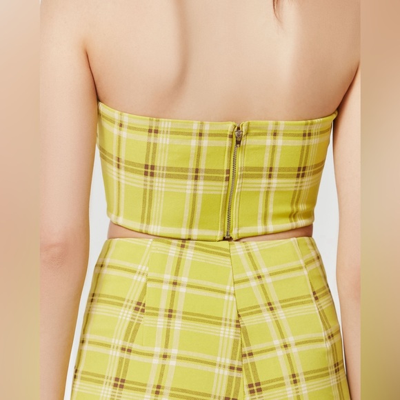#61 NWOT I.AM.GIA Lime Green Plaid Tube Top Size Small - Picture 2 of 3